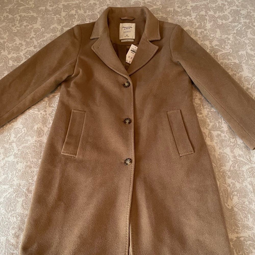 Abercrombie & Fitch Elevated Dad Coat petite M NWT Camel Coat